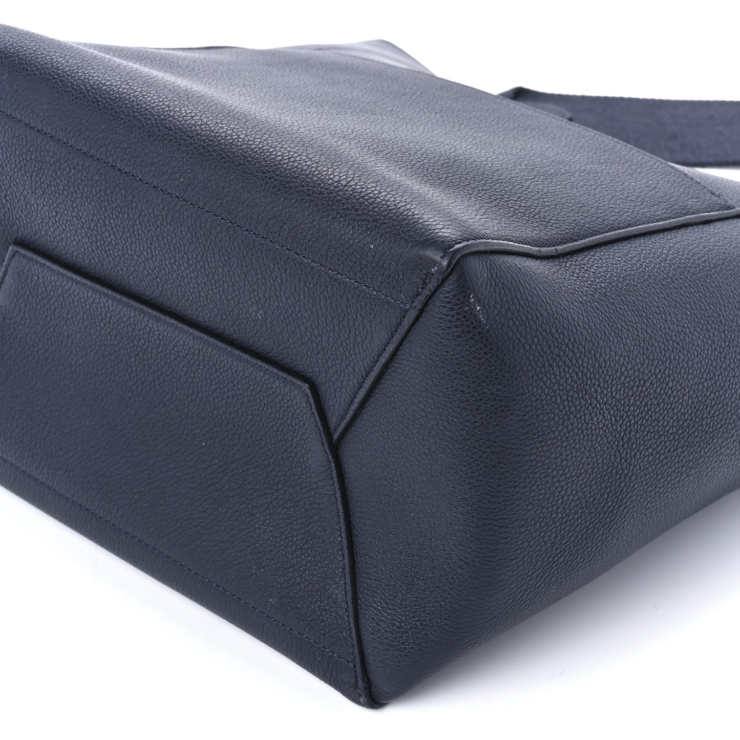 Soft Grained Calfskin Sangle Bucket Bag Navy Blue
