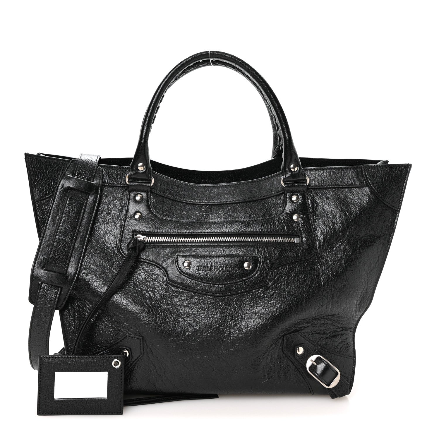 Balenciaga Agneau Arena Neo Classic Silver Hardware Large Upside Down Tote Black 3 of 11