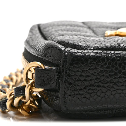 Chanel Caviar Quilted Diamond Coin Purse With Chain Black 9 of 10