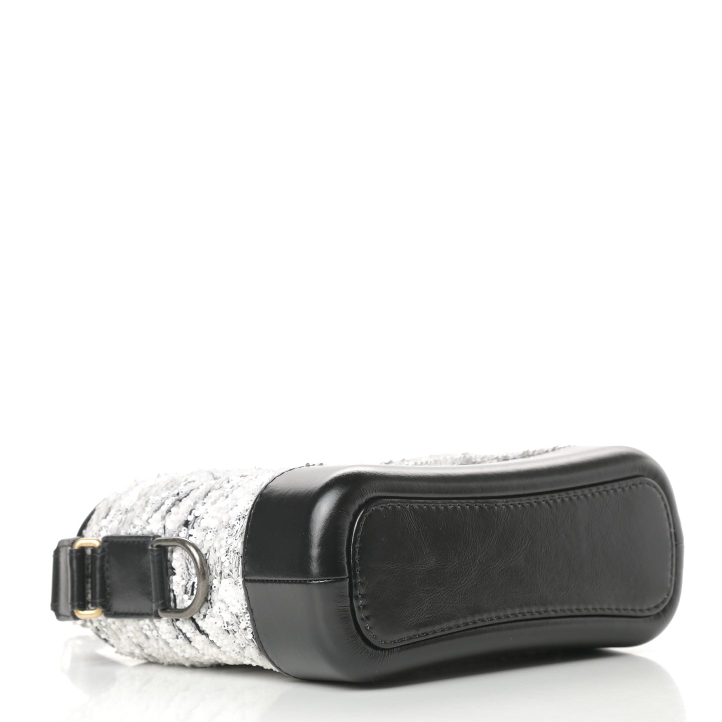 Sequin Wool Calfskin Small Gabrielle Hobo Black White