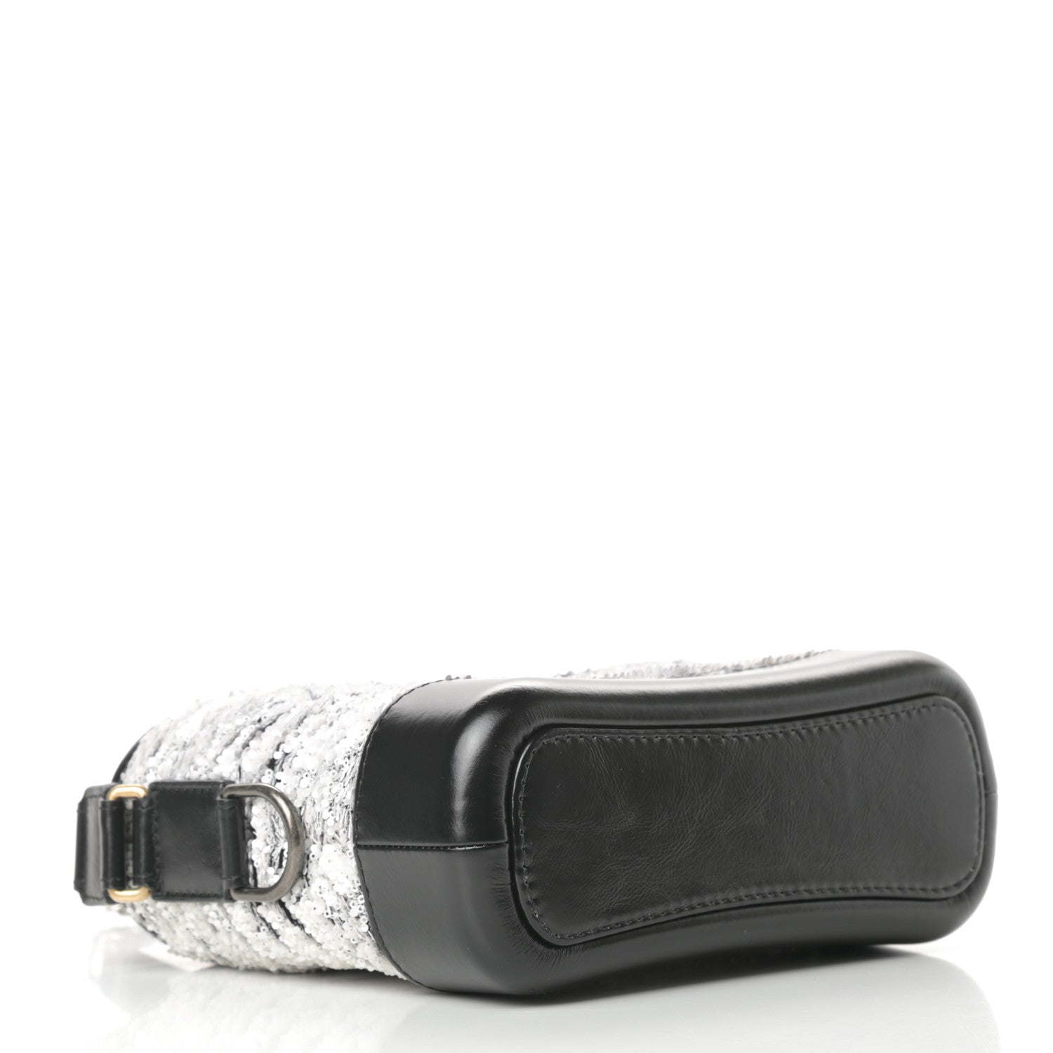 Chanel Sequin Wool Calfskin Small Gabrielle Hobo Black White 4 of 11