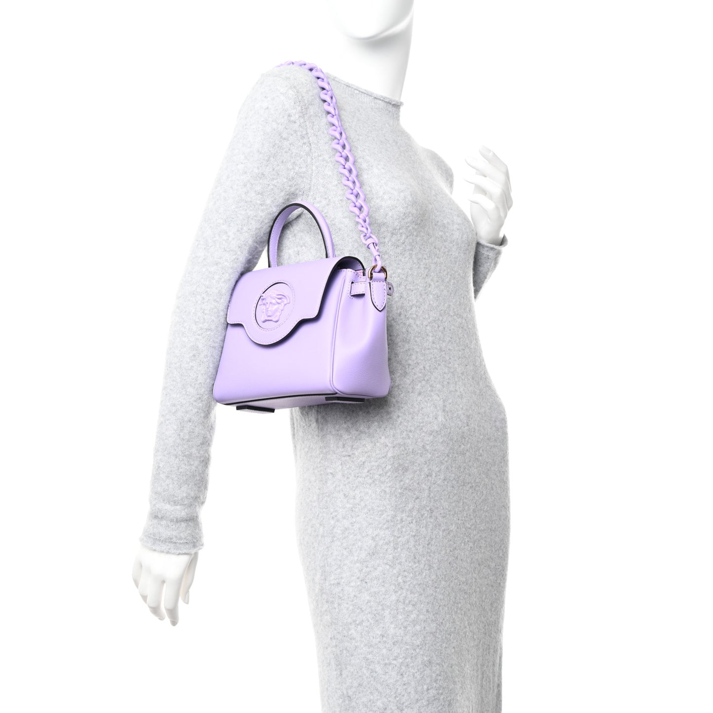 Calfskin Small La Medusa Top Handle Handbag Lilac
