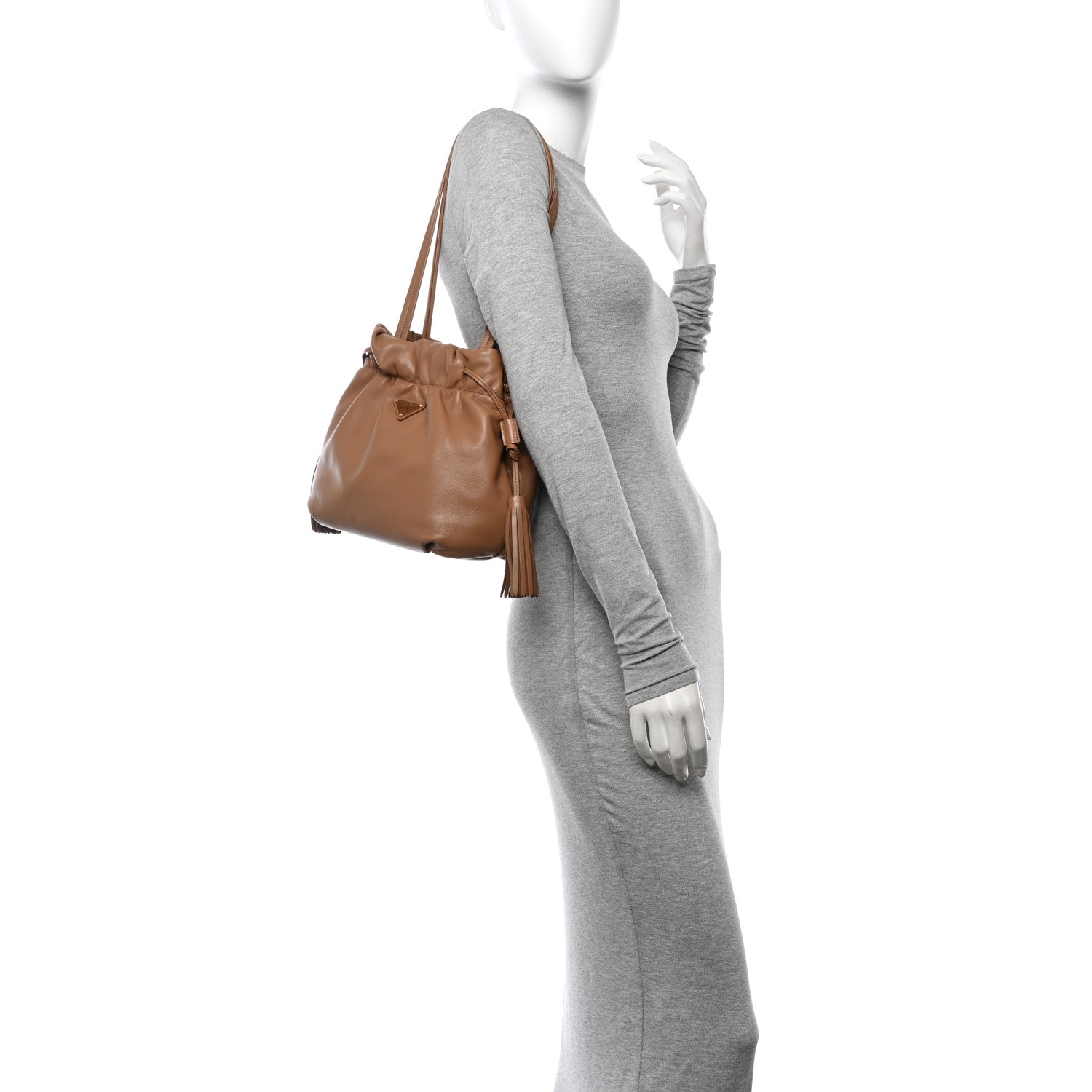 Prada Nappa Drawstring Tote Caramel 2 of 10