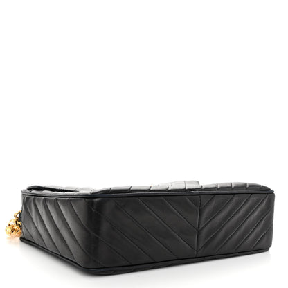 Chanel Lambskin Diagonal Quilted Tassel Camera Bag Black 4 of 9
