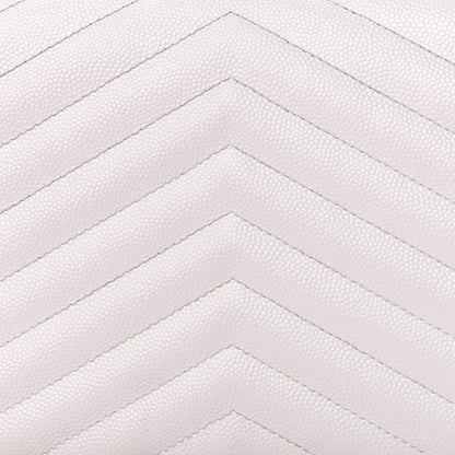 Saint Laurent Grain De Poudre Matelasse Chevron Bi-Color Monogram Chain Wallet White Black 16 of 16