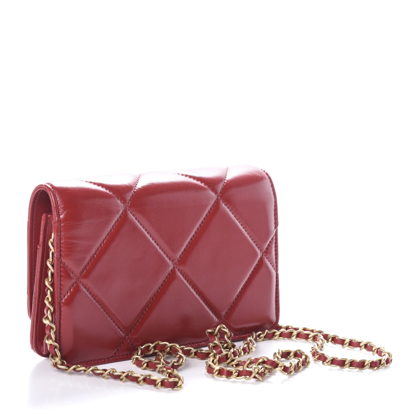 Lambskin Quilted Wallet On Chain WOC Red