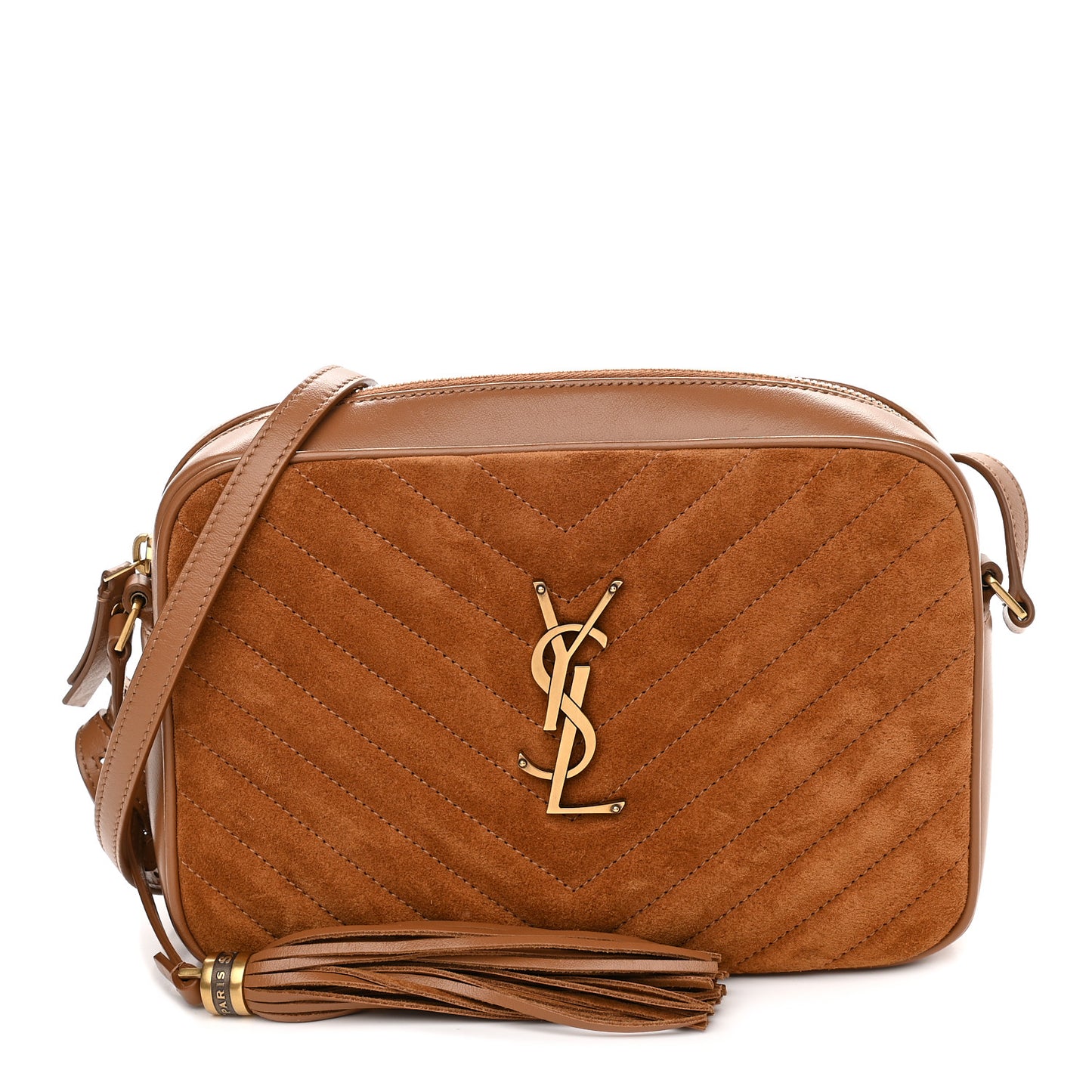 Suede Matelasse Monogram Lou Camera Bag Cinnamon