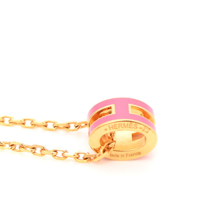 Hermes Lacquered Gold Mini Pop H Pendant Necklace Rose Extreme 5 of 7