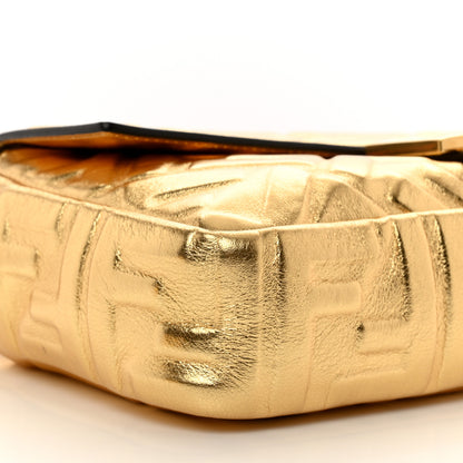 Fendi Vitello Catalan Mirror FF 1974 Embossed Baguette Gold 7 of 8