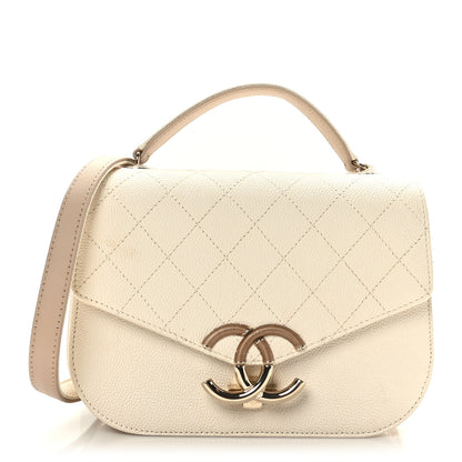 Chanel Grained Calfskin Quilted Small Cuba Top Handle Flap White 1 of 10