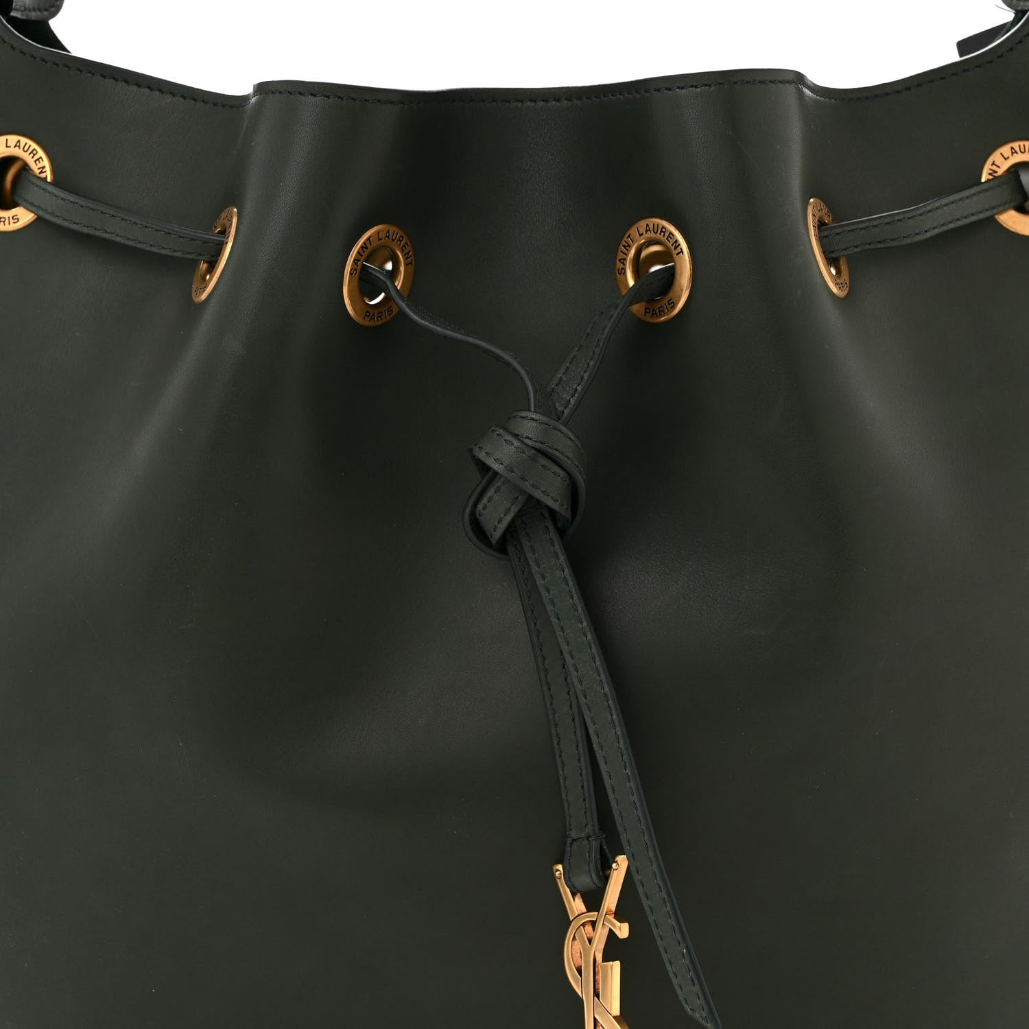 Saint Laurent Calfskin Medium Paris VII Flat Hobo New Vert Fonce 9 of 14