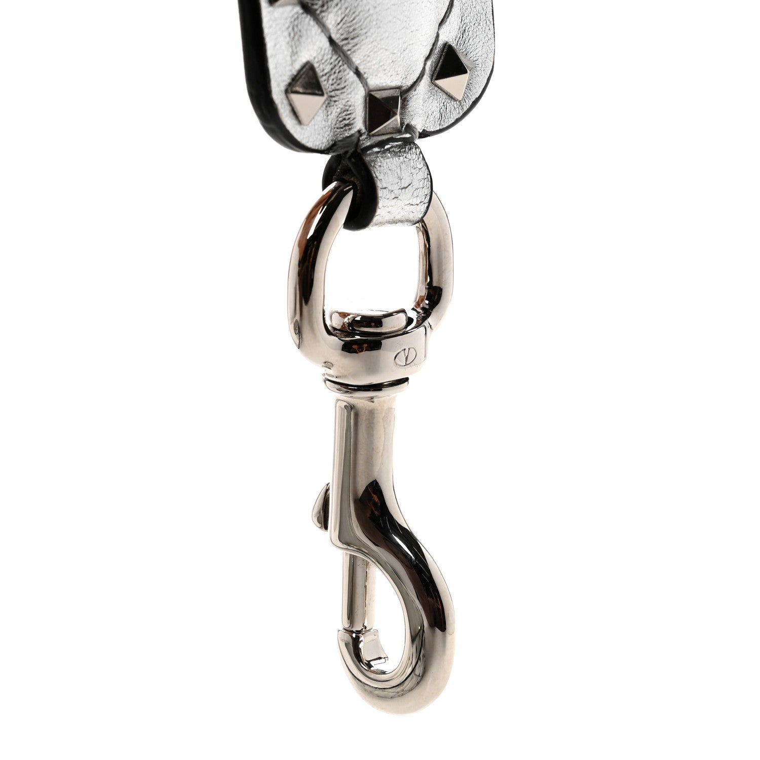 Valentino Garavani Metallic Lambskin Rockstud Spike Shoulder Strap Silver 4 of 4