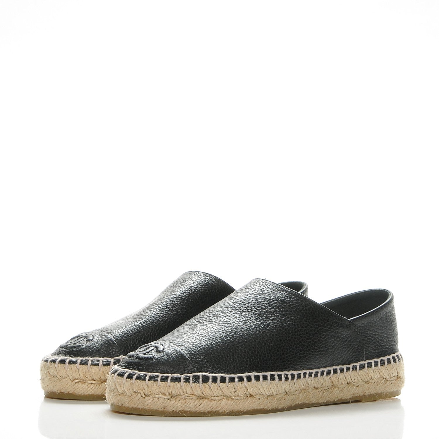 Chanel Grained Calfskin CC Espadrilles 35 Black 3 of 8