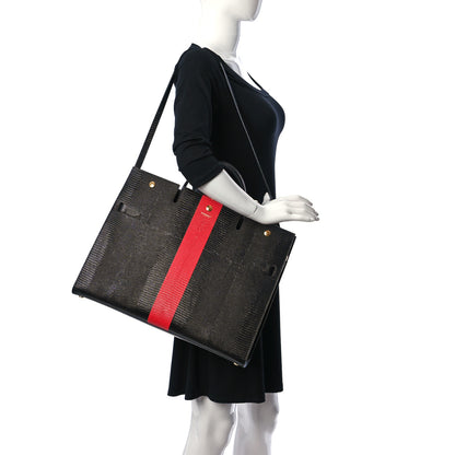 Burberry Calfskin Lizard Embossed Large Title Tote Black 2 of 11