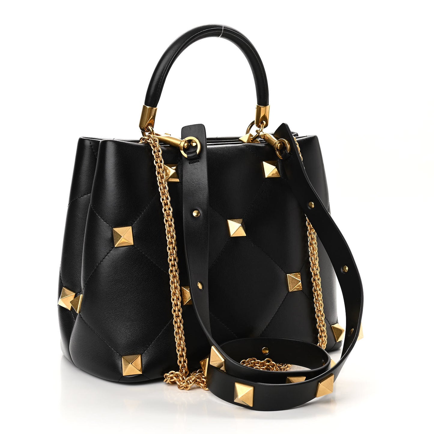 Nappa Roman Stud The Handle Bag Black