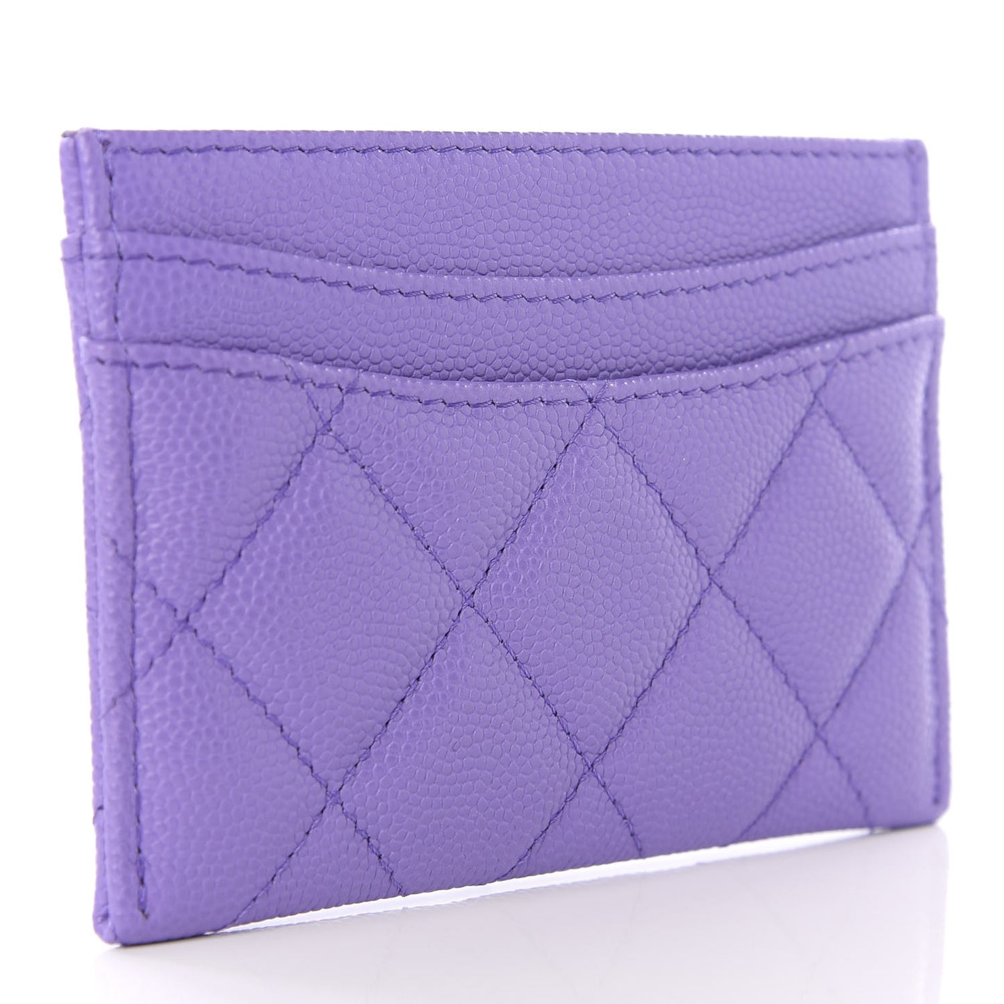 Caviar Quilted Card Holder Purple
