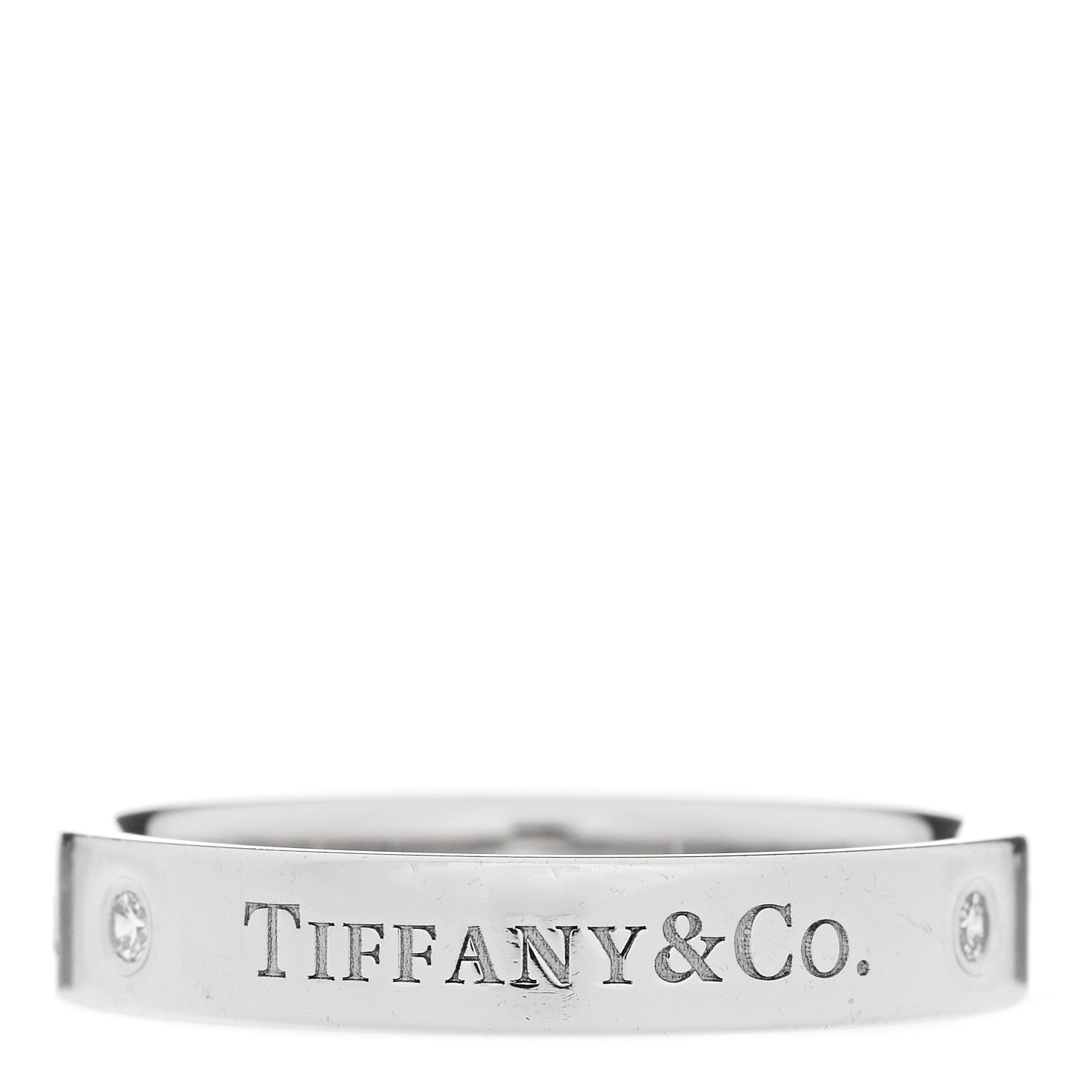Tiffany Platinum Diamond Logo Band Ring 60 9.25 3 of 4