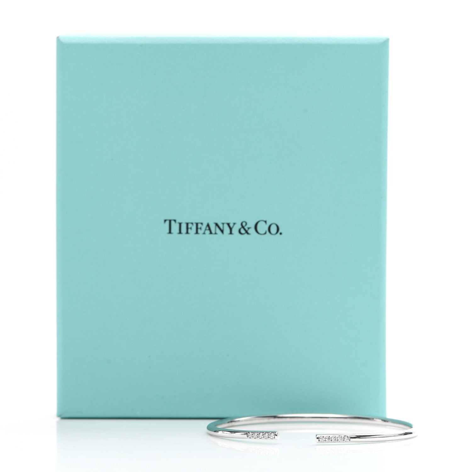 Tiffany 18K White Gold Diamond Metro Wire Bracelet 5 of 5