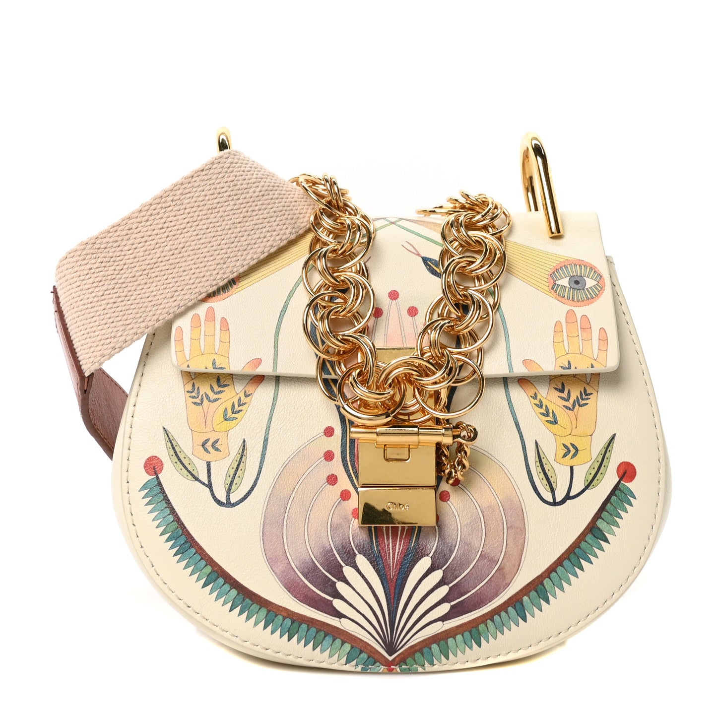 Calfskin Printed Mini Drew Bi-Color Shoulder Bag Light Multicolor
