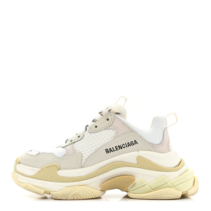 Balenciaga Fabric Mesh Womens Triple S Sneakers 37 White 1 of 10