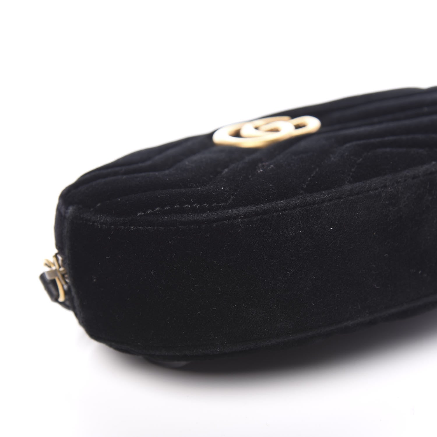 Gucci Velvet Matelasse GG Marmont Belt Bag 95 38 Black 7 of 11