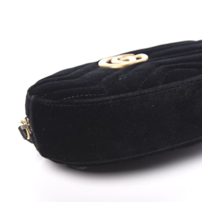 Gucci Velvet Matelasse GG Marmont Belt Bag 95 38 Black 7 of 11