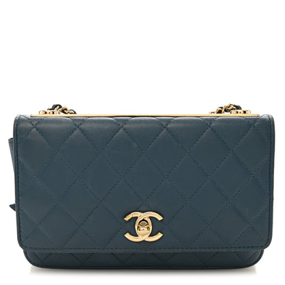 Chanel Lambskin Quilted Trendy CC Wallet On Chain WOC Blue 1 of 12