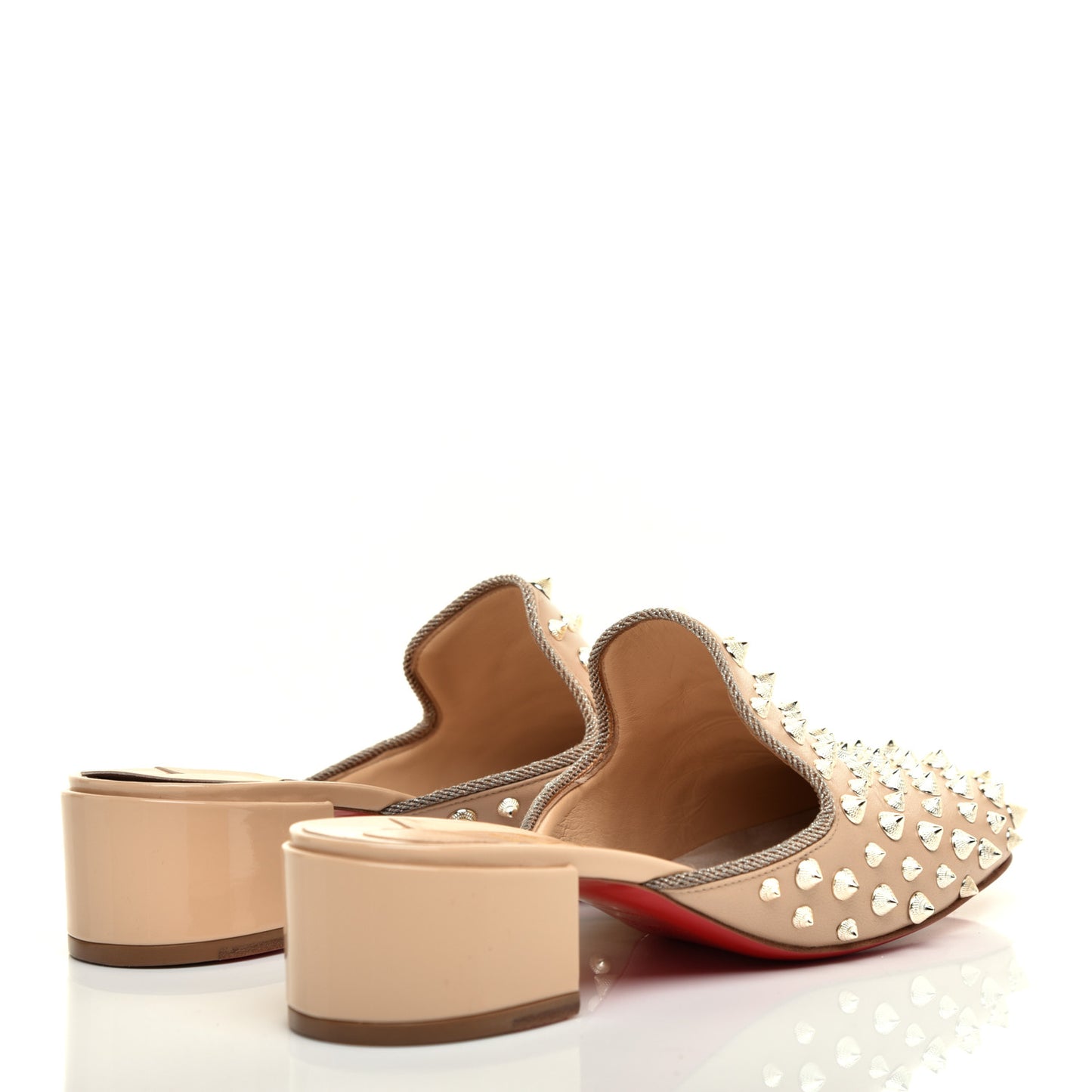 Shiny Nappa Spikes Mulaconka 35 Mules 38 Nude