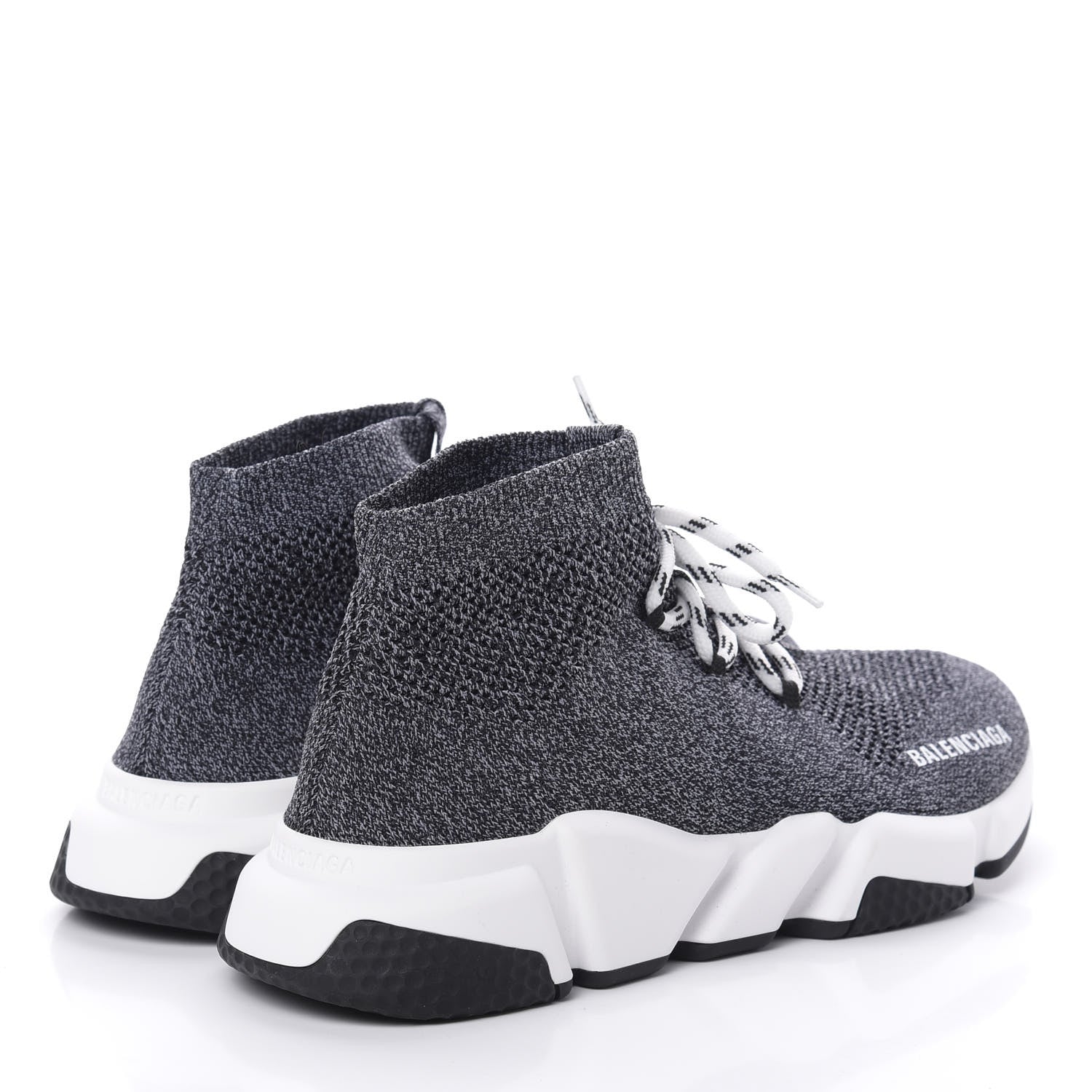 Balenciaga Chine Knit Bi-Color Sole Womens Speed Lace Up Sneakers 40 Black White 4 of 8