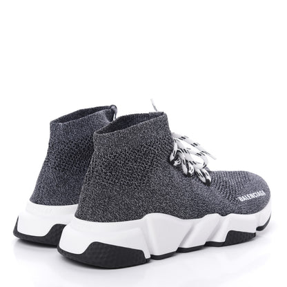 Balenciaga Chine Knit Bi-Color Sole Womens Speed Lace Up Sneakers 40 Black White 4 of 8