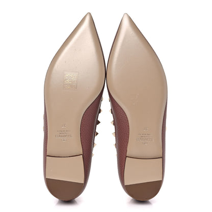 Valentino Garavani Pebbled Calfskin Rockstud Ballerina Flats 37 Dark Nude 5 of 12