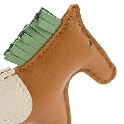 Hermes Milo Lambskin Grigri Rodeo Horse Bag Charm PM Sesame Vert Criquet Craie 4 of 5