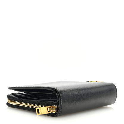 Saint Laurent Calfskin Compact Zip Around Wallet Black 4 of 7