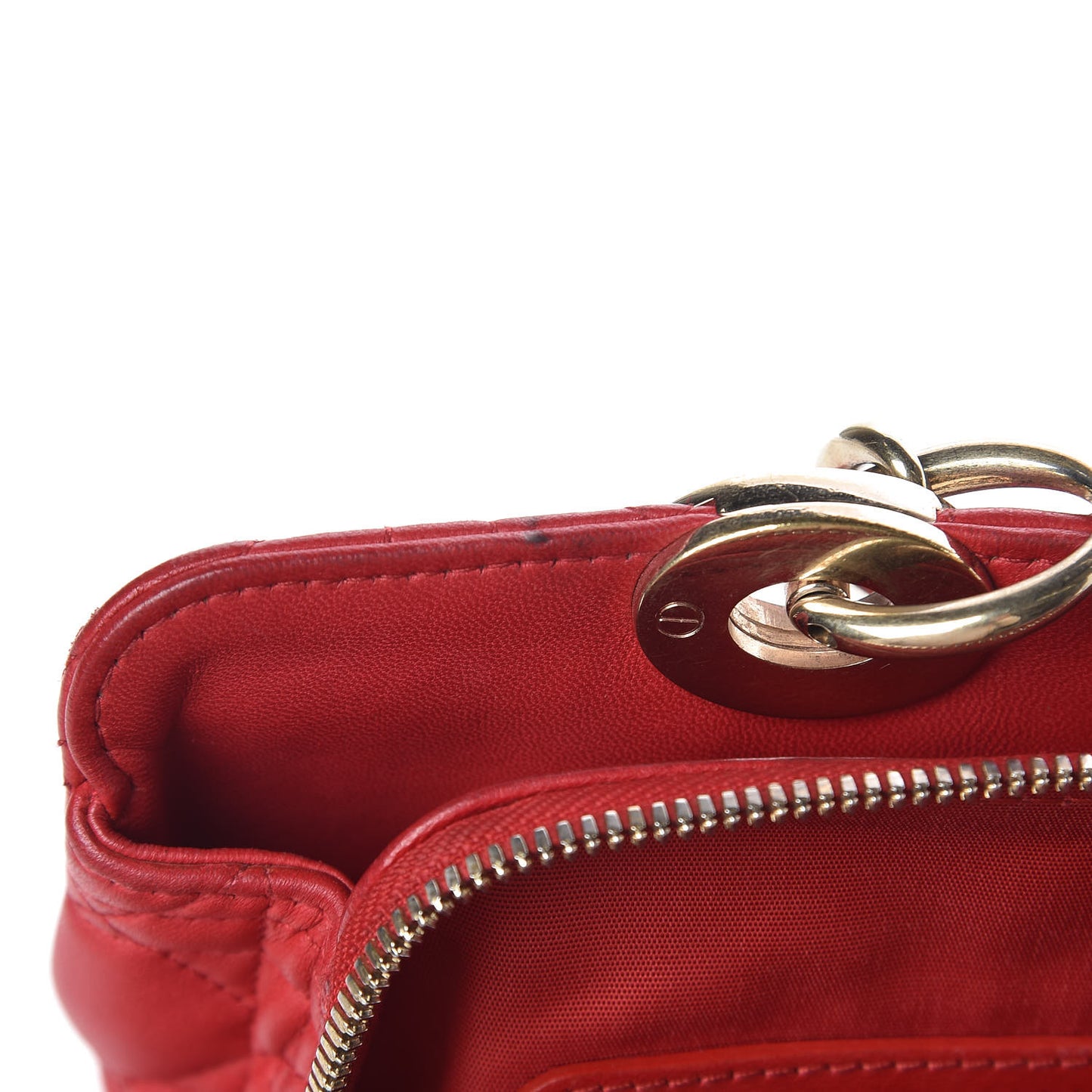 Lambskin Cannage Small Dior Soft Zipped Shopping Tote Red