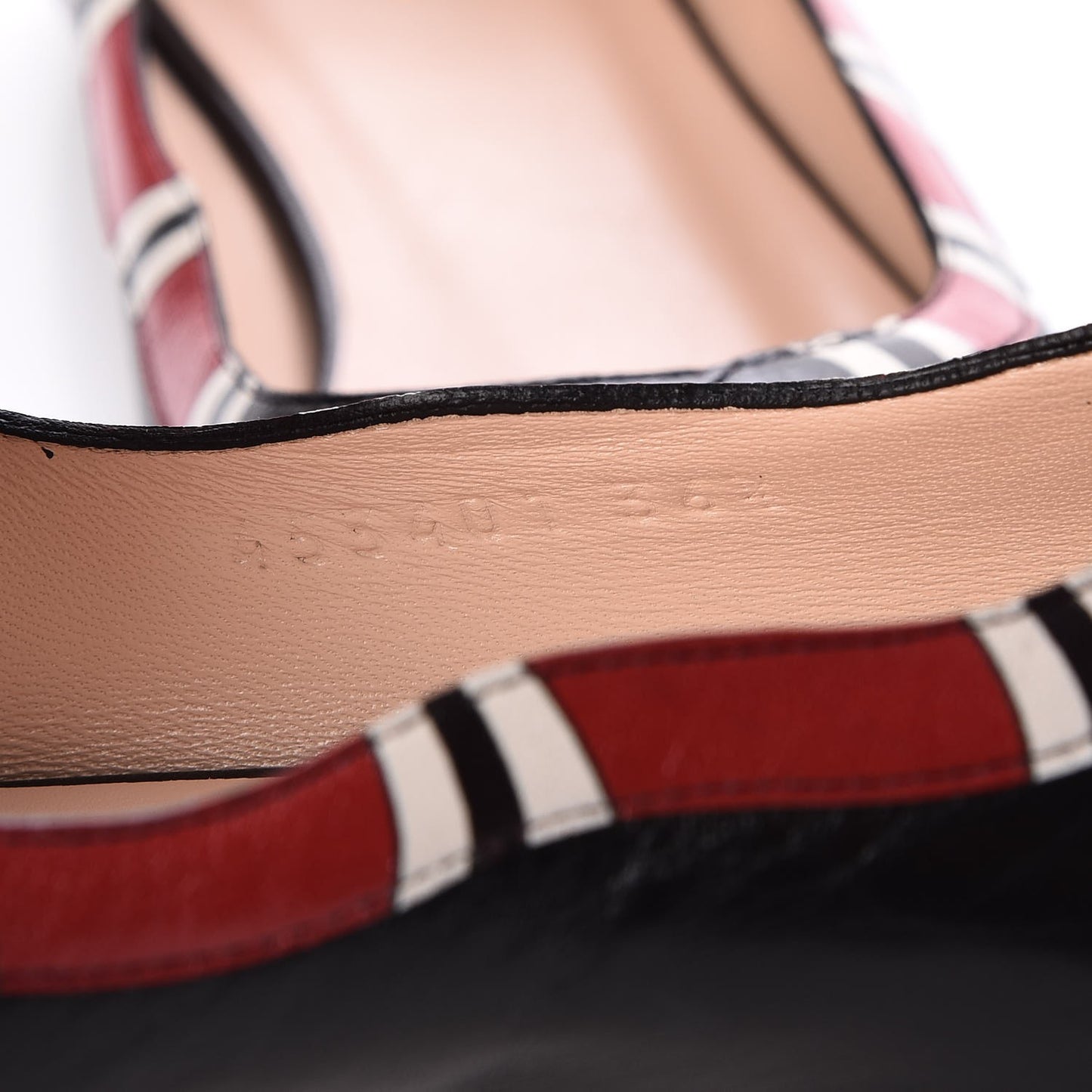 Malaga Kid Snake Ballet Flats 36.5 Black Hibiscus Red