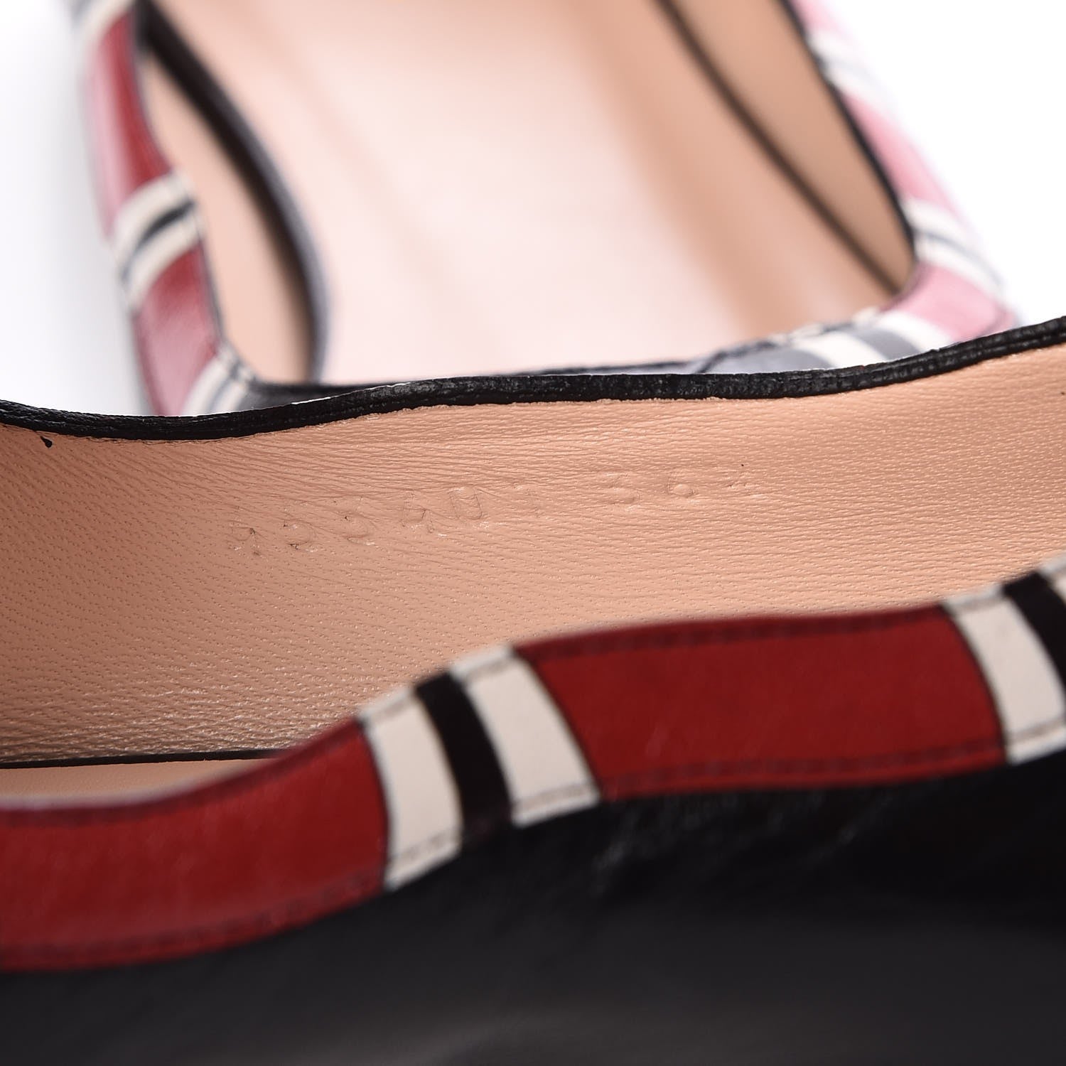 Gucci Malaga Kid Snake Ballet Flats 36.5 Black Hibiscus Red 8 of 10
