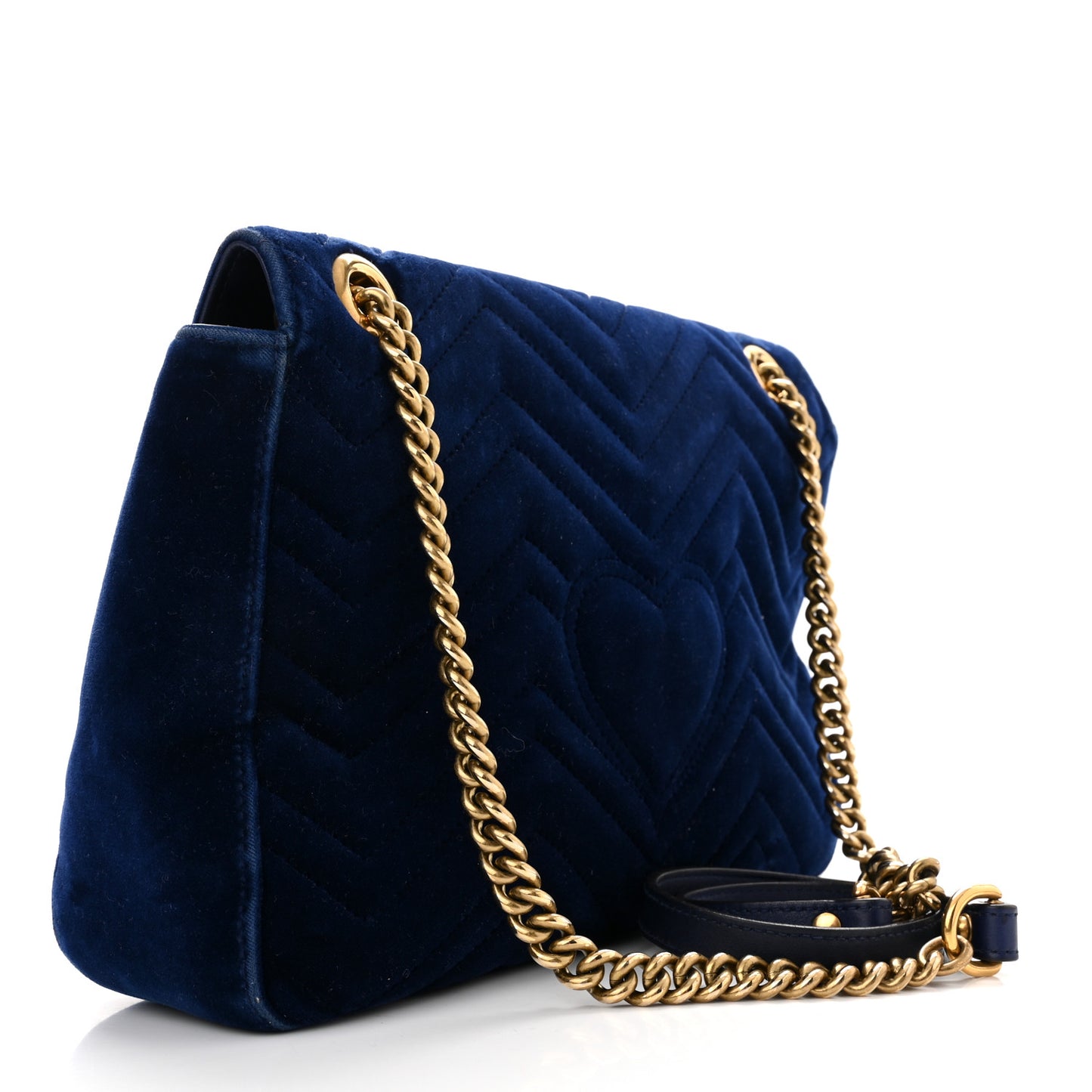 Velvet Matelasse Medium GG Marmont Shoulder Bag Cobalt Blue