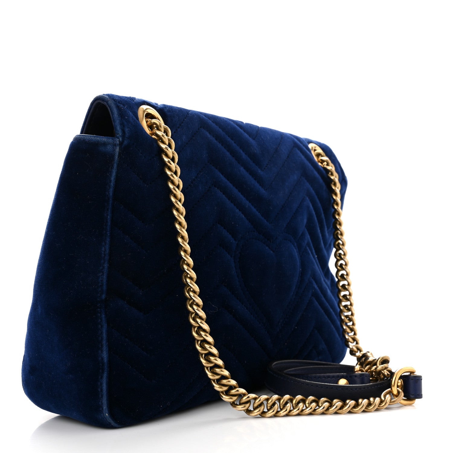Gucci Velvet Matelasse Medium GG Marmont Shoulder Bag Cobalt Blue 3 of 12