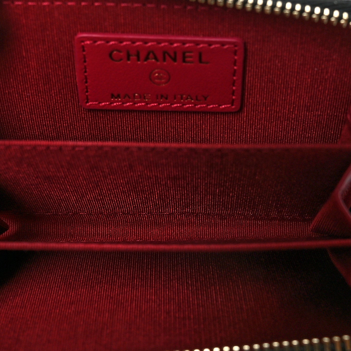 Shiny Goatskin Quilted Chanel 19 Zip Around Coin Purse Wallet Black