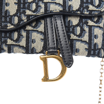 Christian Dior Oblique Nano Saddle Chain Pouch Blue 8 of 8