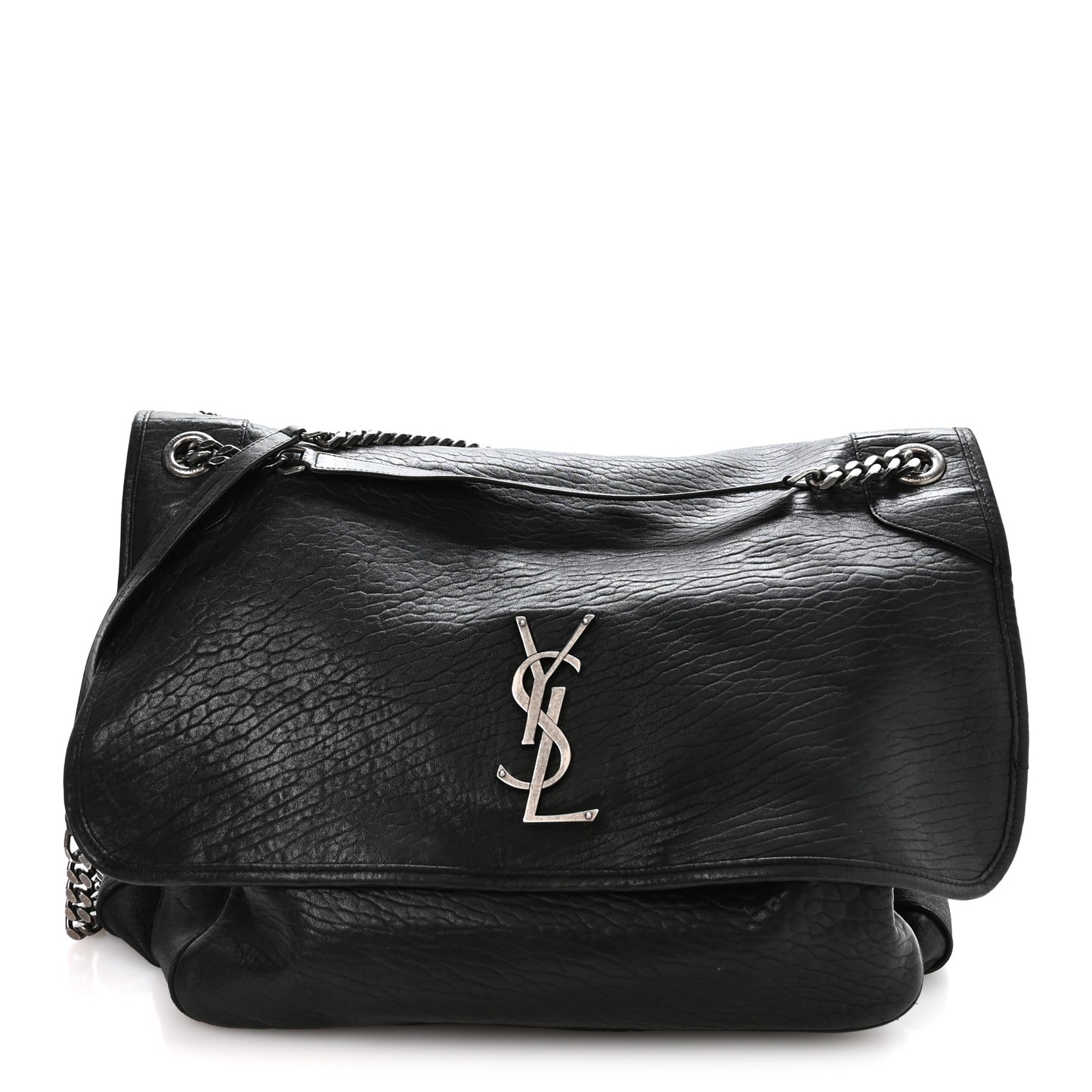 Grained Lambskin Monogram Oversized Niki Chain Satchel Black