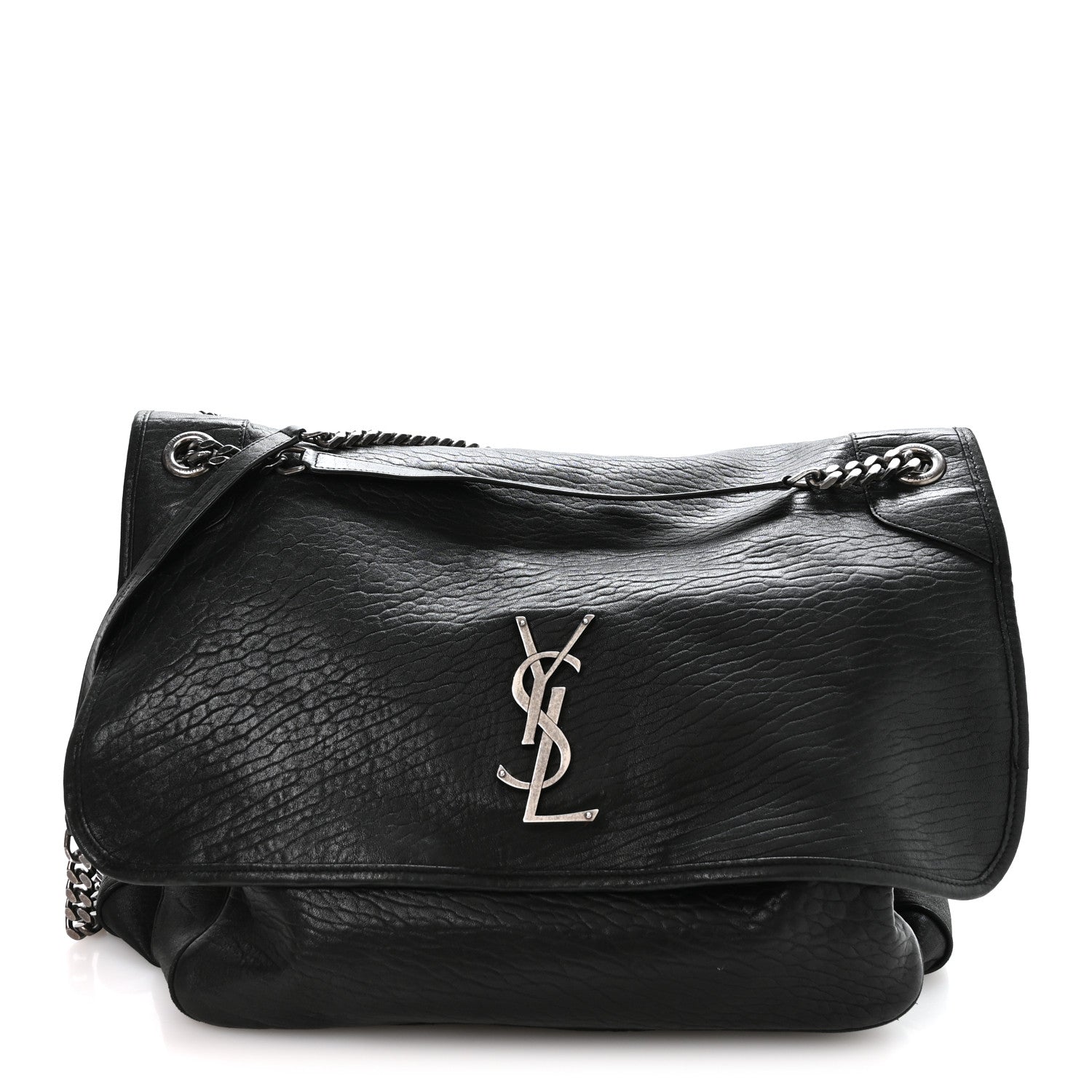 Saint Laurent Grained Lambskin Monogram Oversized Niki Chain Satchel Black 1 of 10