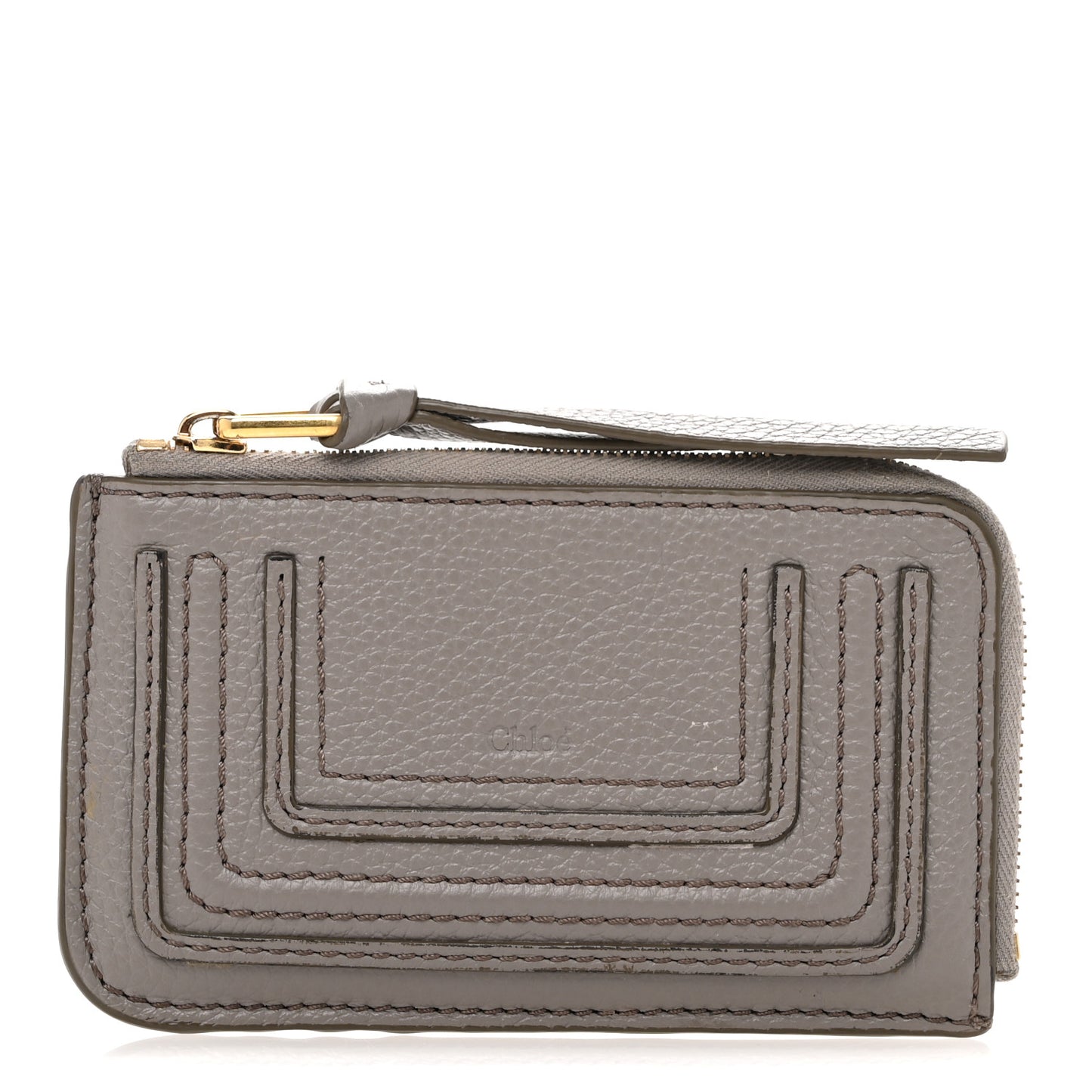 Grained Calfskin Medium Marcie Zip Card Holder Cashmere Grey