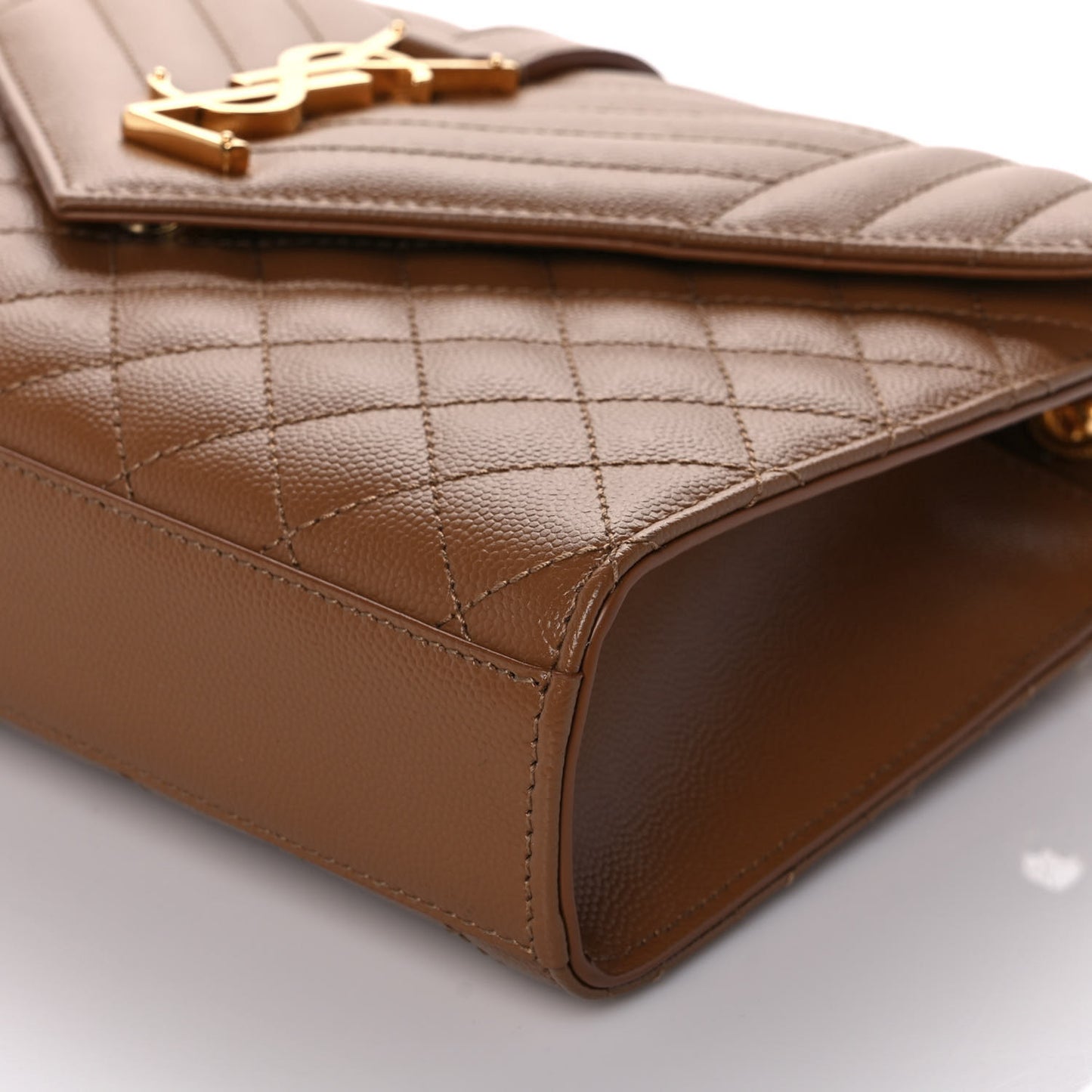 Grain De Poudre Textured Mixed Matelasse Triquilt Medium Monogram Satchel Tan
