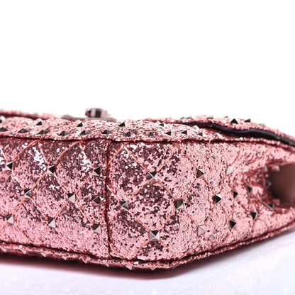 Valentino Garavani Glitter Medium Rockstud Spike Shoulder Bag Antique Pink 7 of 9
