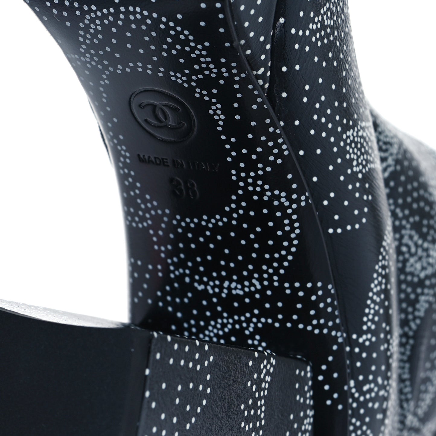Calfskin Camellia Printed Ankle Boots 38 Black White