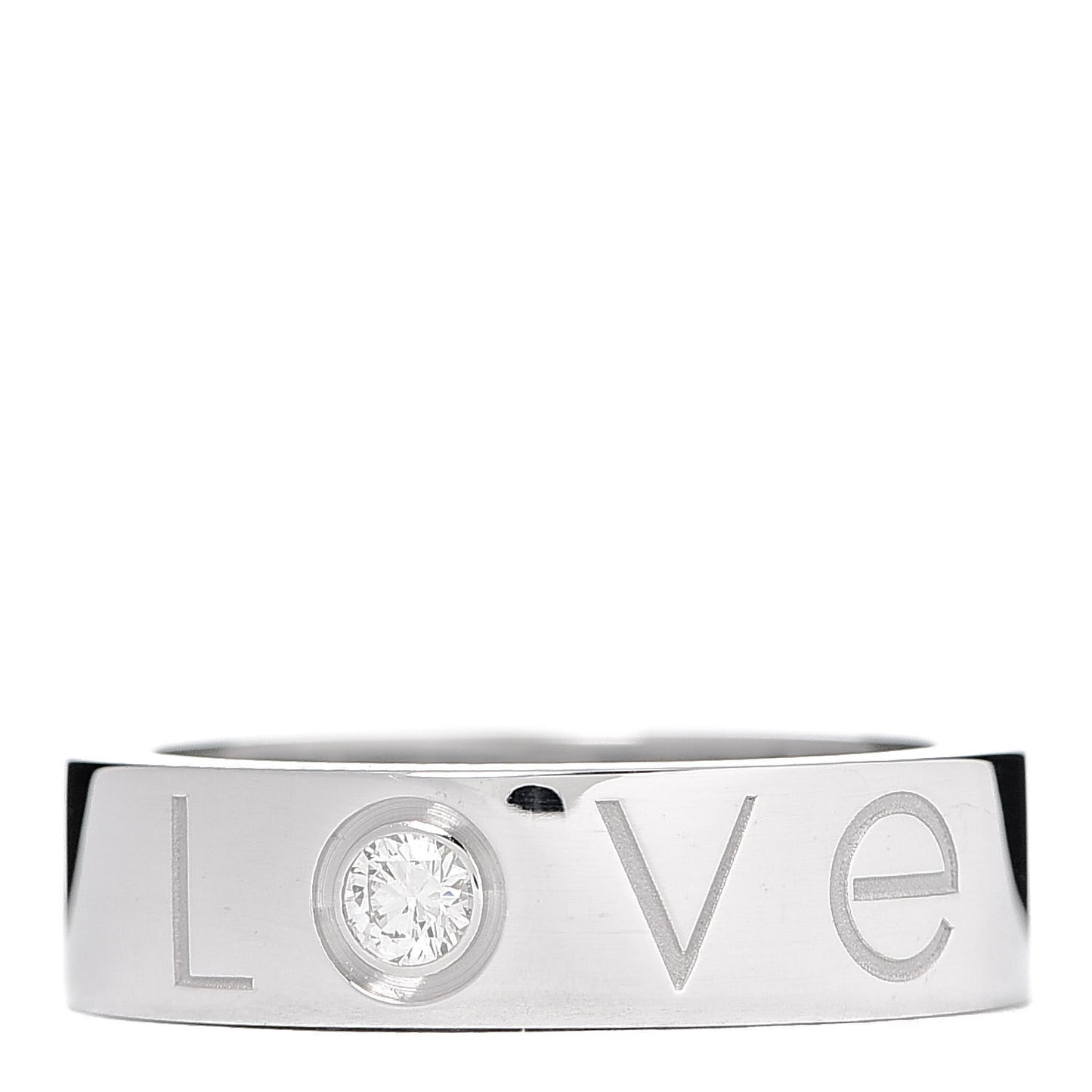 18K White Gold Diamond 5.5mm Christmas LOVE Ring 52 6