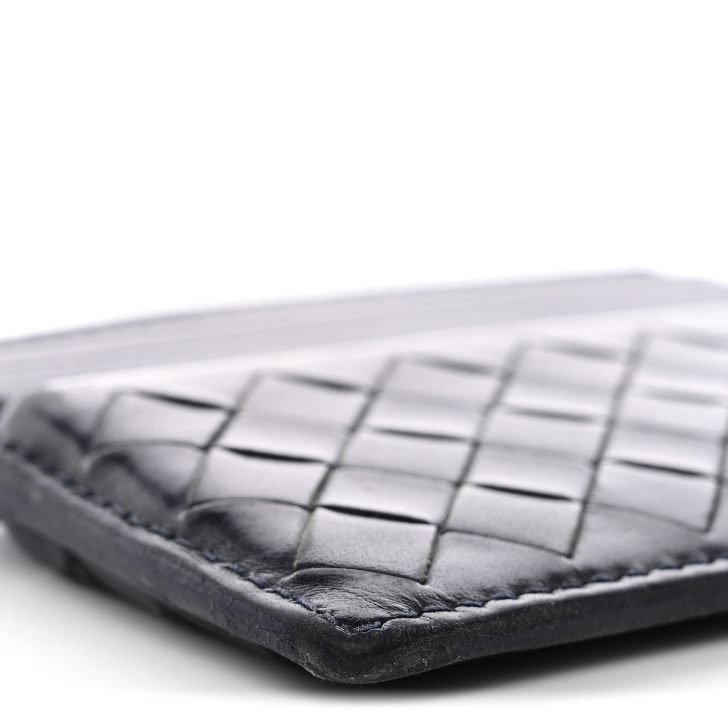 Nappa Intrecciato Card Holder Deep Blue