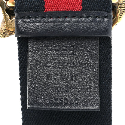 Gucci Web Feline Buckle Belt 80 32 Blue Red 4 of 5