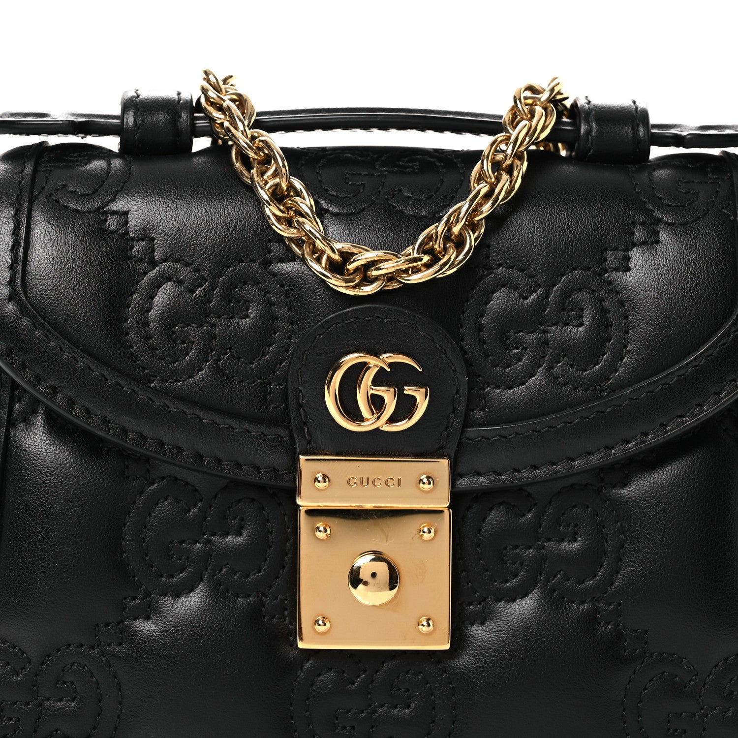 Gucci Calfskin GG Matelasse Mini Top Handle Shoulder Bag Black 8 of 10